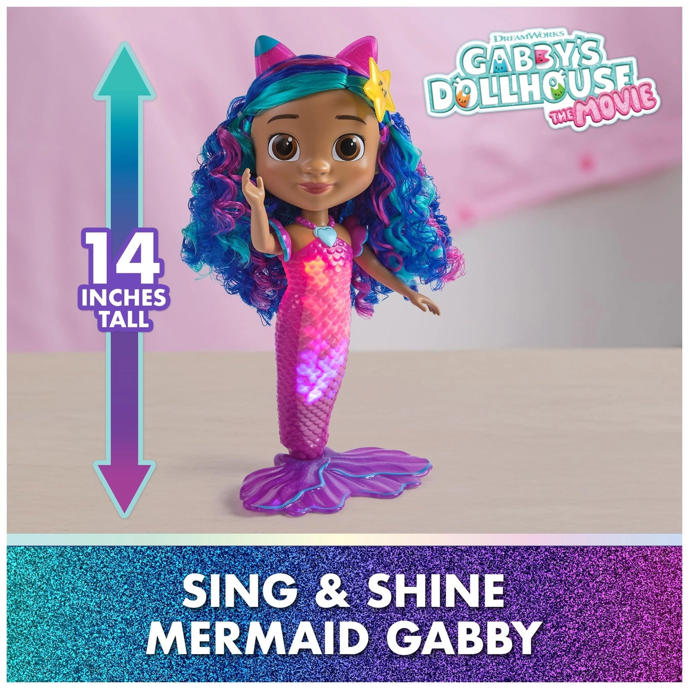 Gabby Mermaid Doll - Over 14 inches Waterproof Lights Sounds Ages 3+