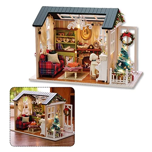 Miniature Wooden House - LED Light 25 x 18 x 6 cm