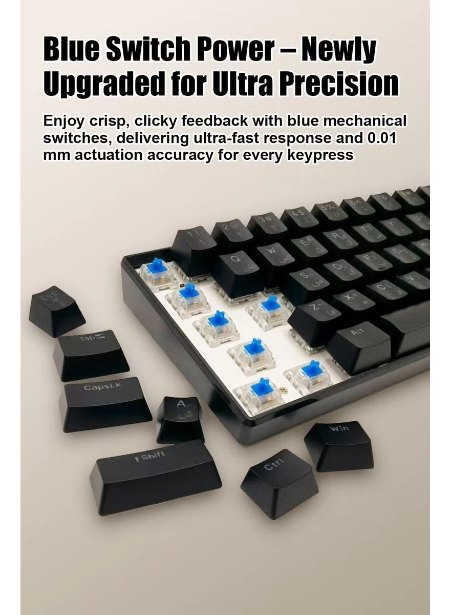 61 Keys Mechanical Gaming Keyboard - AR/EN Wired