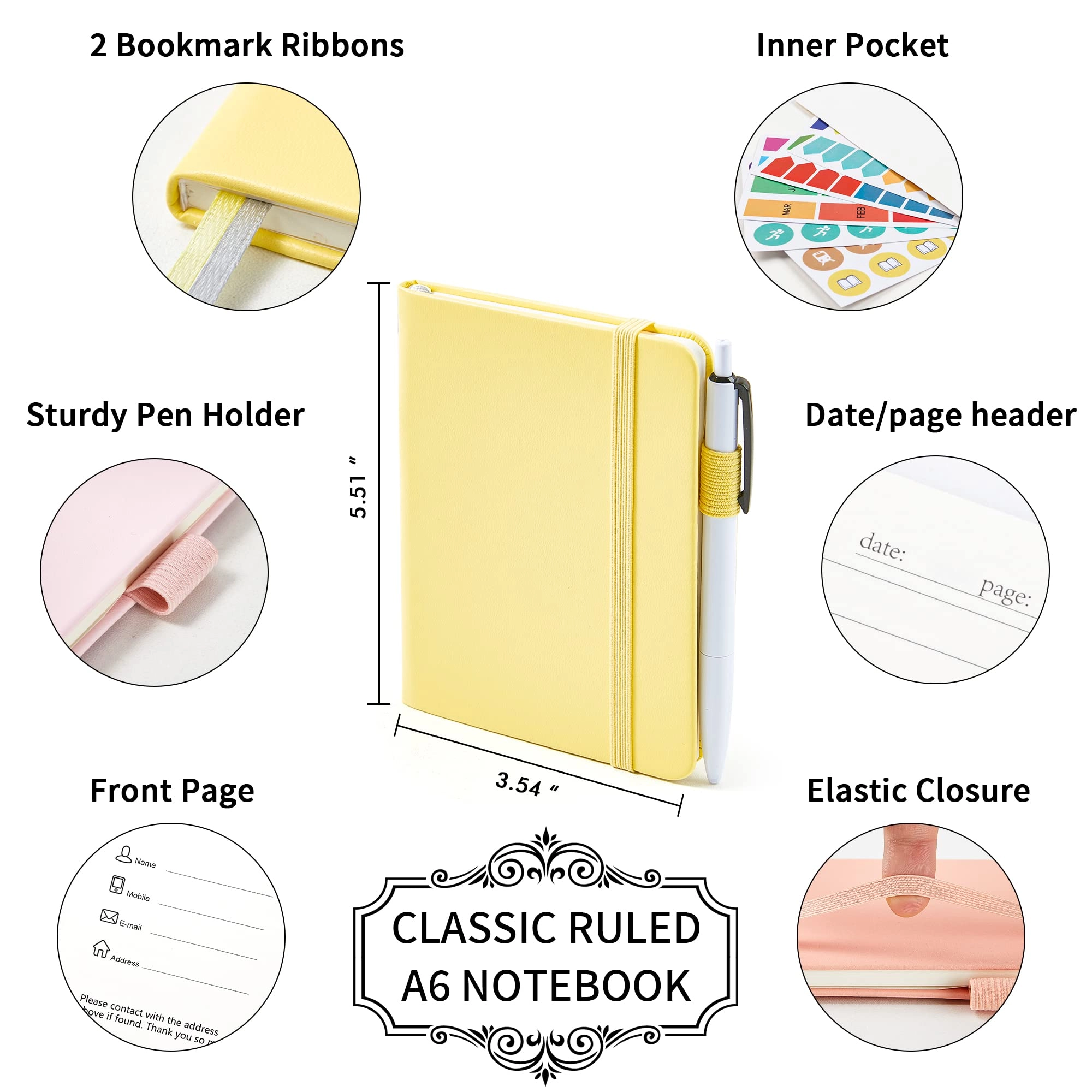 Pocket Notebook A6 Hardcover - Lined 56 Sheets