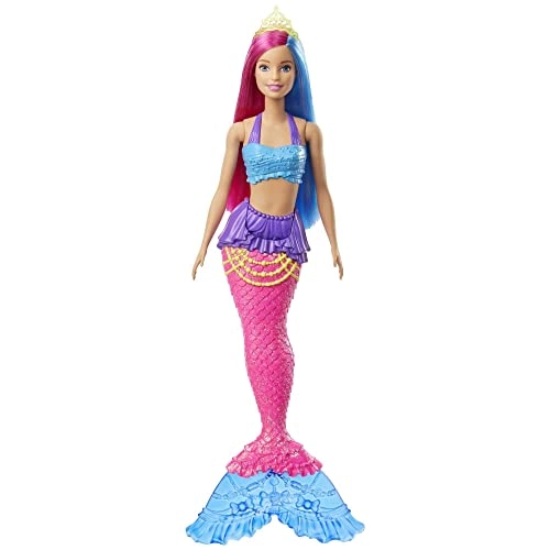 Barbie Dreamtopia Mermaid Doll - 12-inch Pink and Blue Hair Tiara Ages 3+