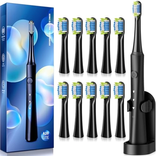 Sonic Electric Toothbrush - 40000 VPM 10 Brush Heads 3 Modes
