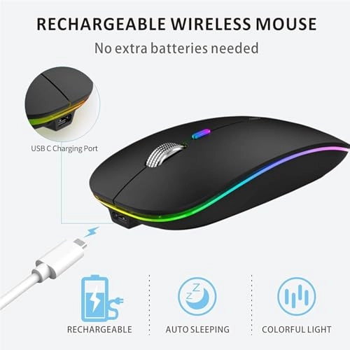 Rechargeable Ergonomic Mouse - 2.4GHz Wireless Bluetooth USB