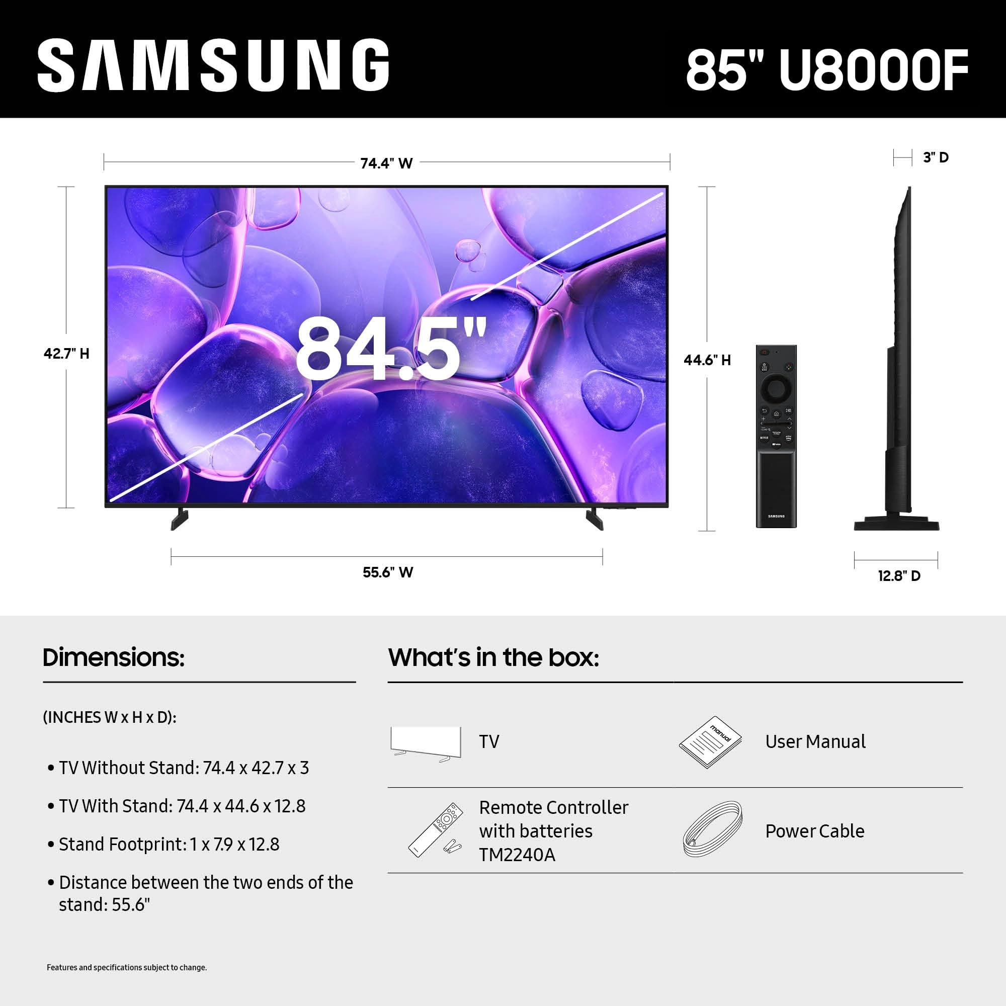 UN85U8000FFXZA - 85-Inch
