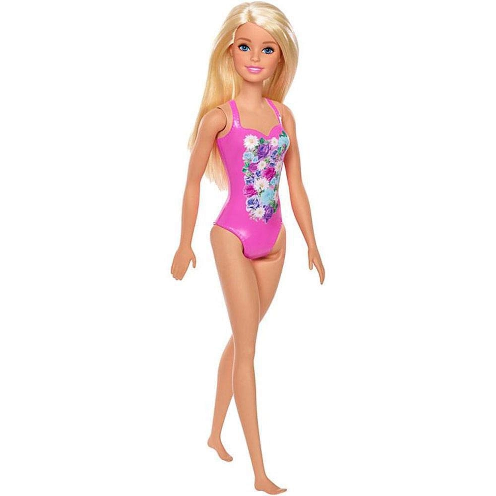 Barbie DWJ99 Beach Doll - Patterned one-piece swimsuit