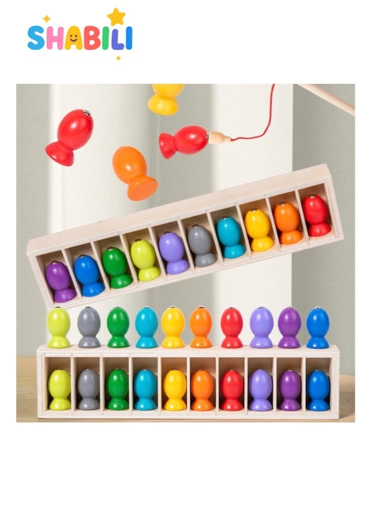 SHABILI Montessori Wooden Magnetic Fishing Game - 3+ 22 pieces