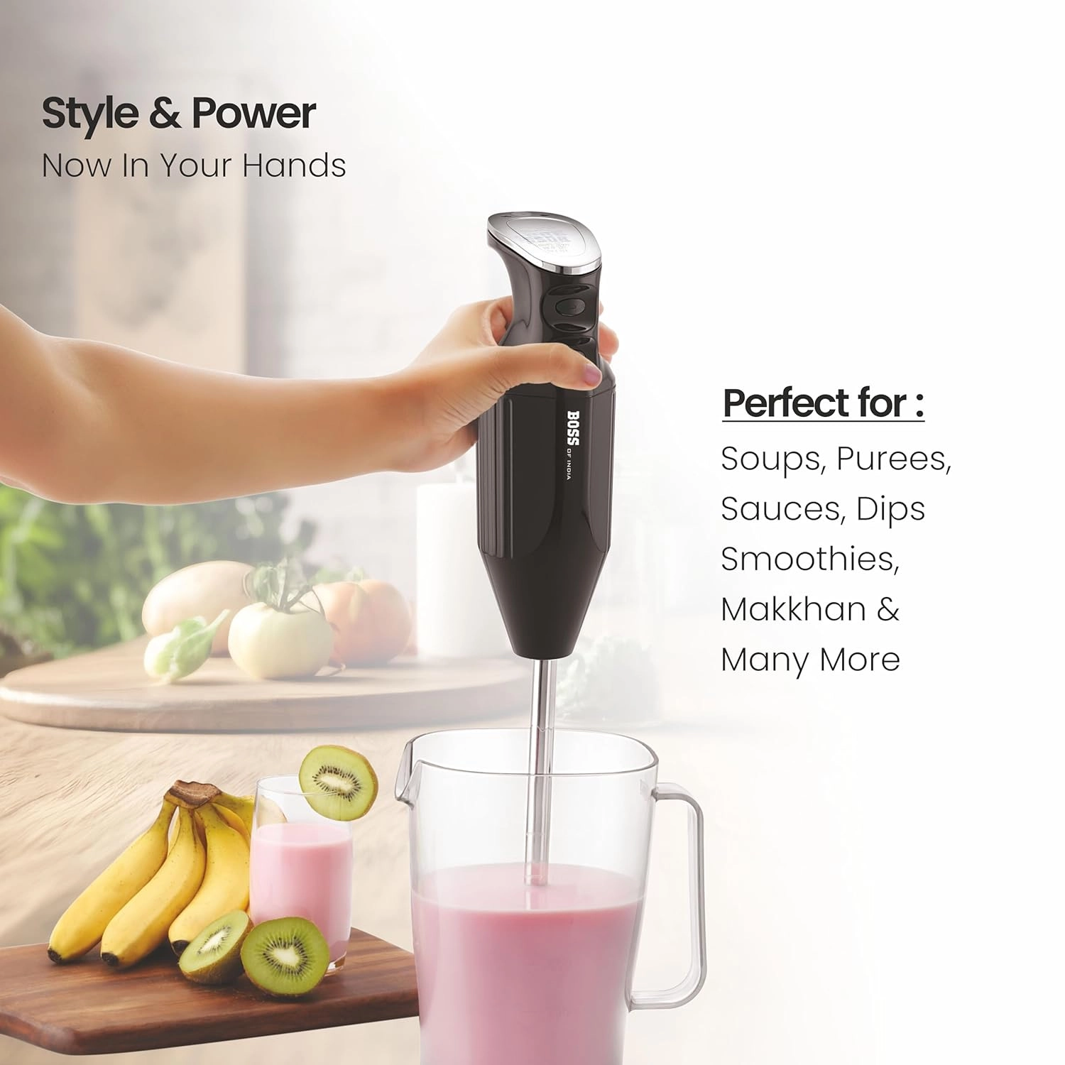Platinum Portable Hand Blender - Variable Speed Control, Easy to Clean & Store