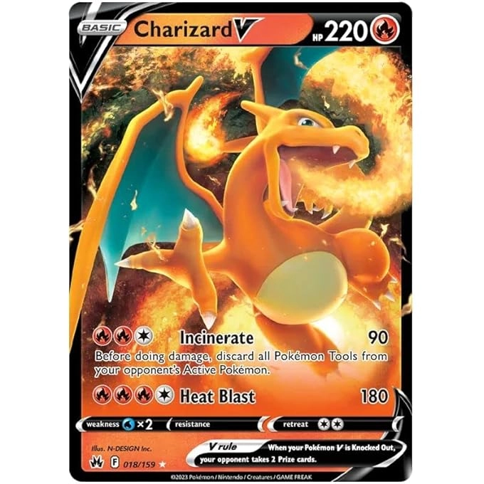 rayihni POKEMON CHARIZARD V 018/159 + TOPLOADER