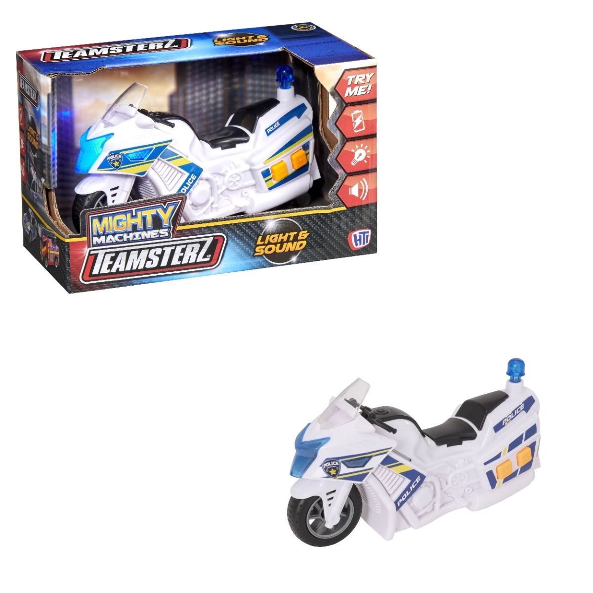 Teamsterz Mighty Machines Light And Sound Police Motorbike - White Small