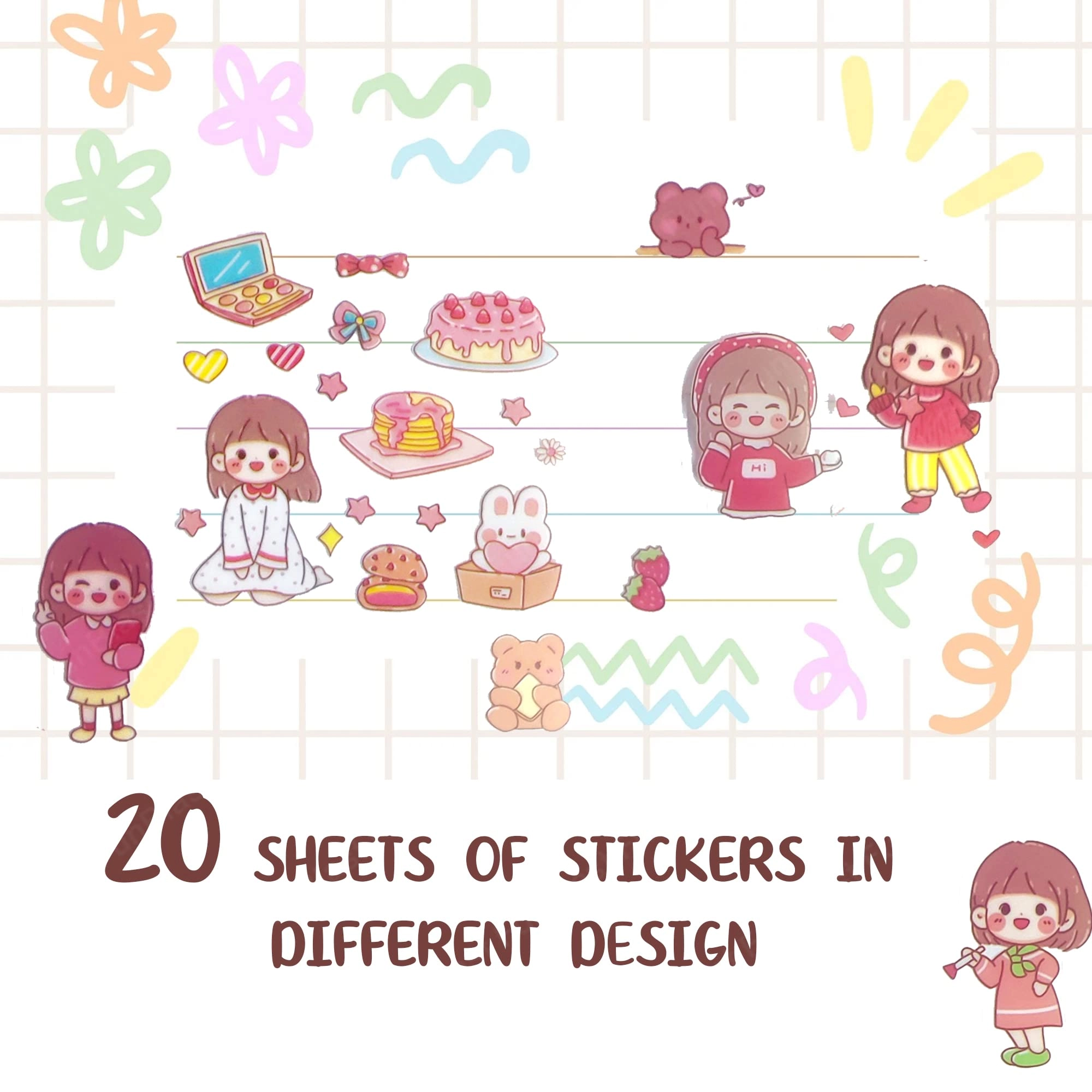 Cute Cartoon Theme Sticker Book 20 pcs