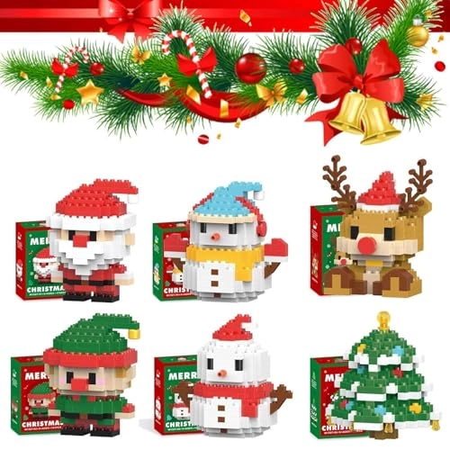 Christmas Building Blocks - Santa Claus Reindeer Snowman 6 pcs