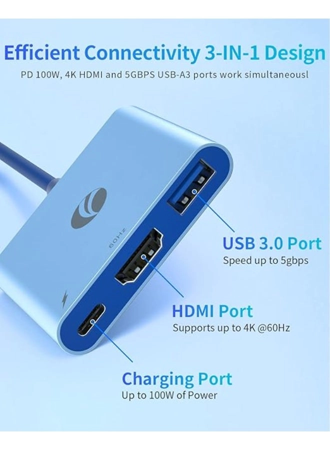 USB Type C HDMI HUB - 4K @60Hz USB 3.0 PD 100W