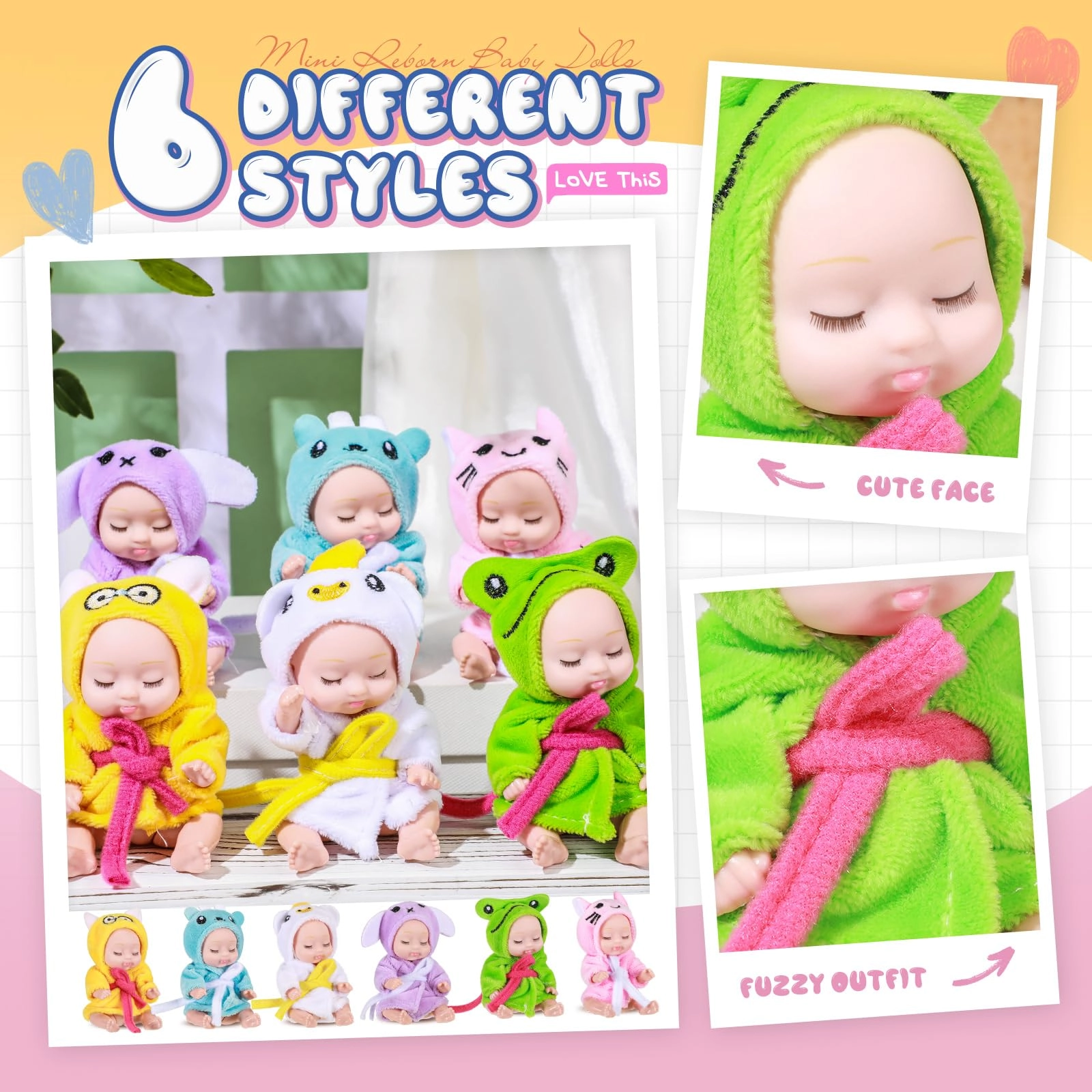 Reborn Baby Doll - 4 Inch 6 Pcs Set