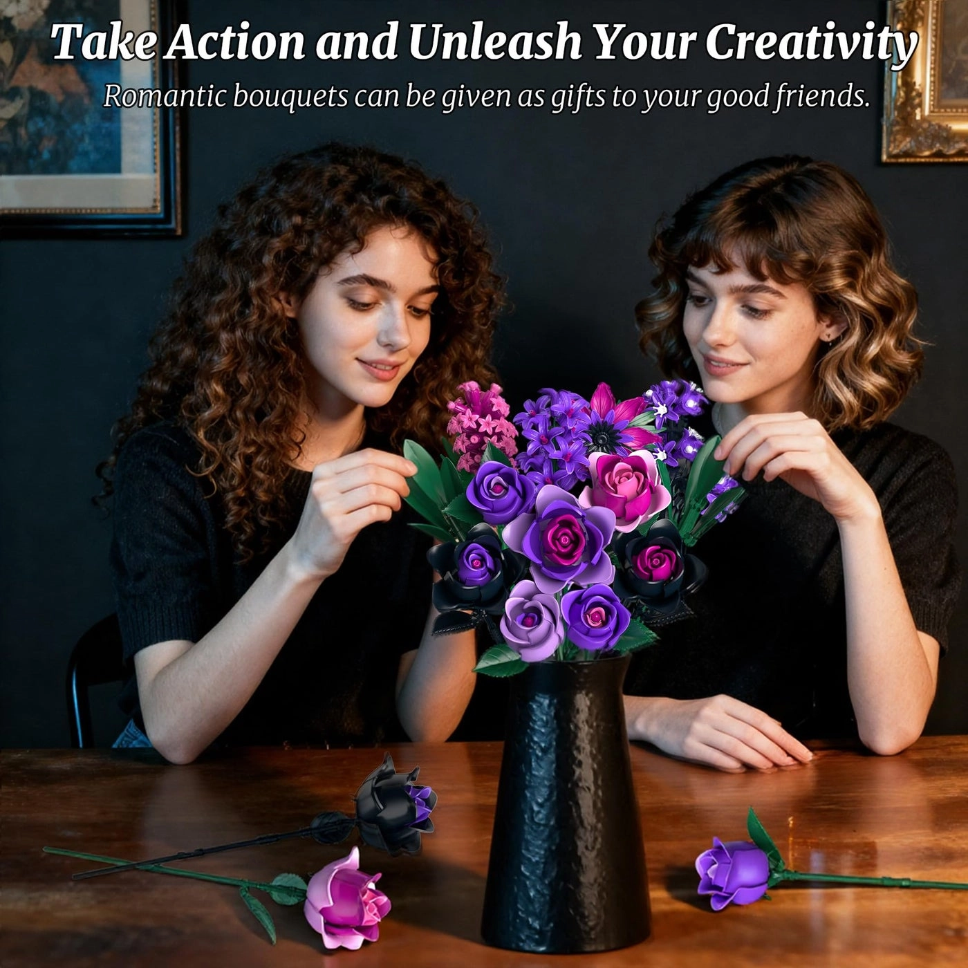 Bouquet Building Set - Purple Rose 458 pcs
