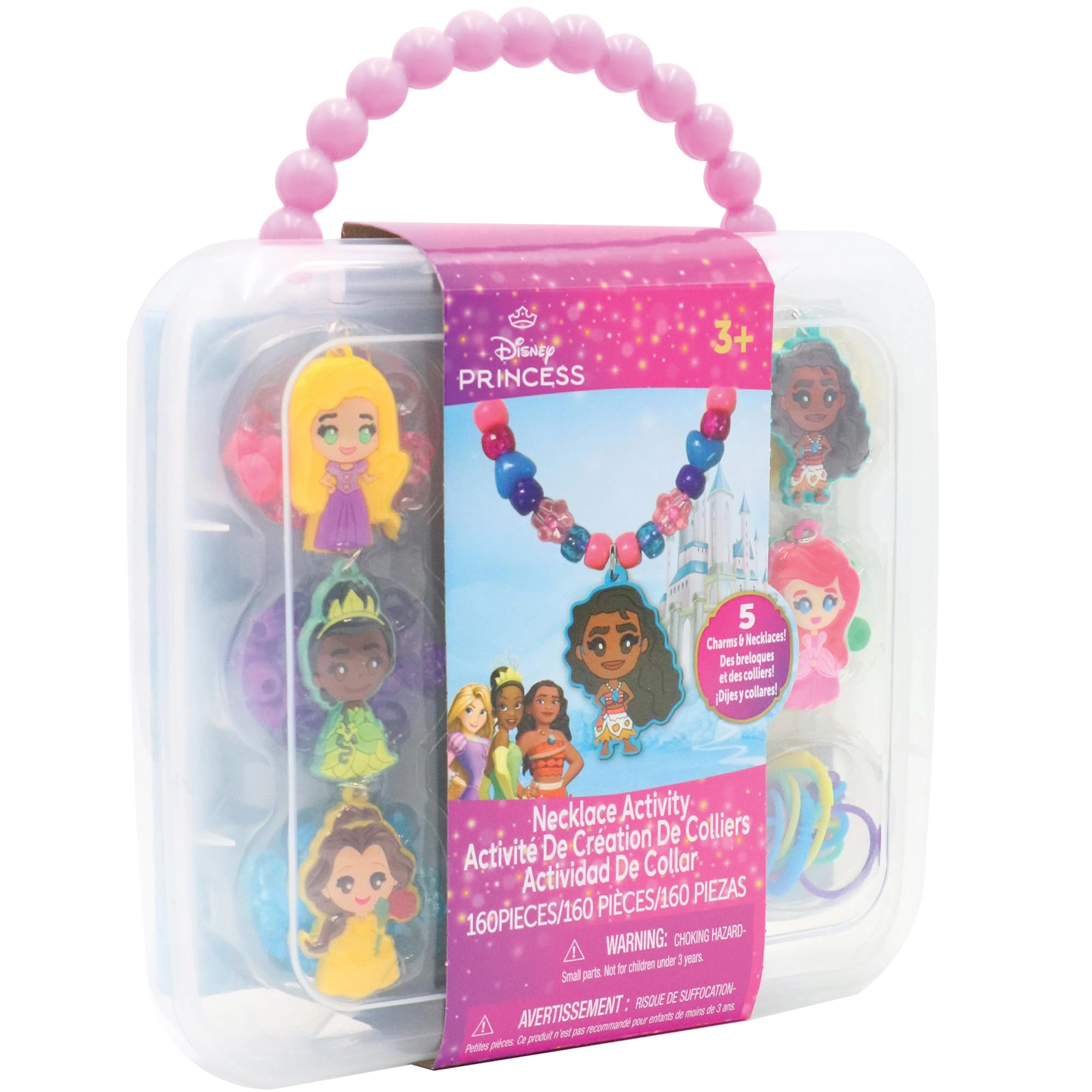 Princess Necklace Activity Set - Jewelry Making Kit 5 necklaces Portable Storage Case