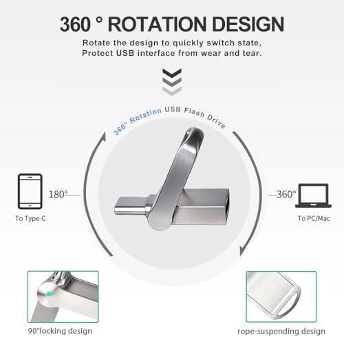 Mini USB Flash Drive - USB 2.0 USB C & USB A 16GB