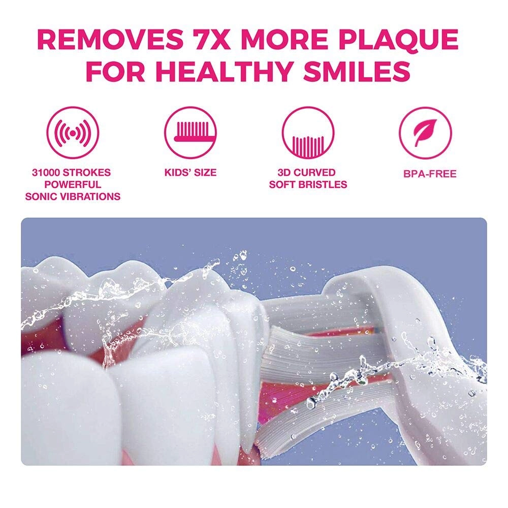 Sonic Rechargeable Kids Electric Toothbrush - 3 Modes 24000 Strokes IPX7 Waterproof