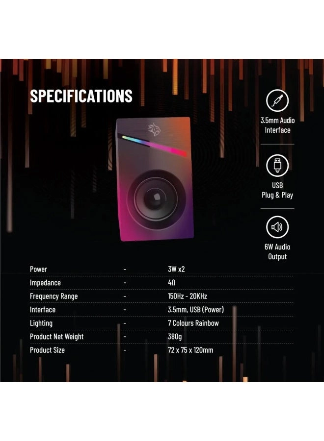 Gaming Stereo Speakers - 6W