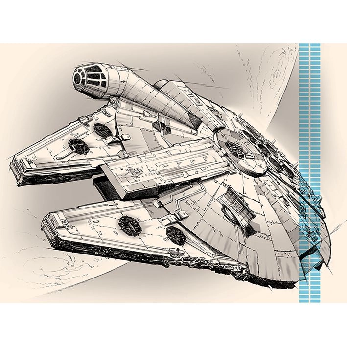 PYRAMID POSTERS Star Wars Episode VII Millennium Falcon Pencil Art Canvass Print - 260gsm premium satin canvas 60 x 80 cm