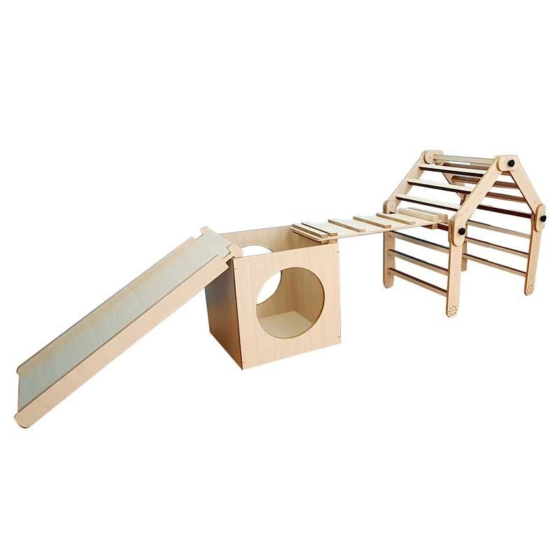 M&K Pikler Triangle - 1 Ramp Tunnel Box Slide