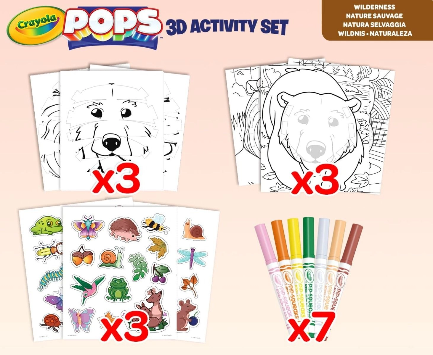 Pops 3D Dinos - 7 washable markers