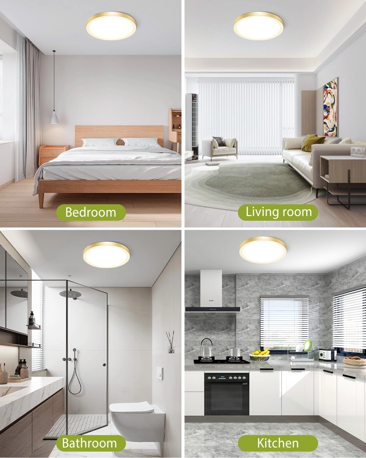 Flush Mount LED Ceiling Light - 3000K 4500K 6000K Dimmable