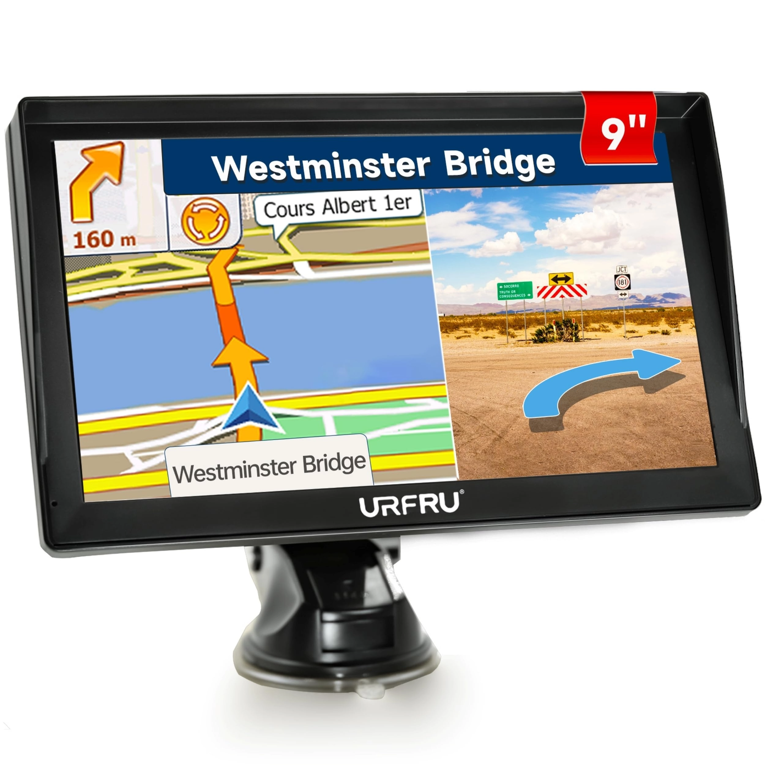 URFRU GPS9IN - 9-inch 2025 Maps Lifetime Free Updates