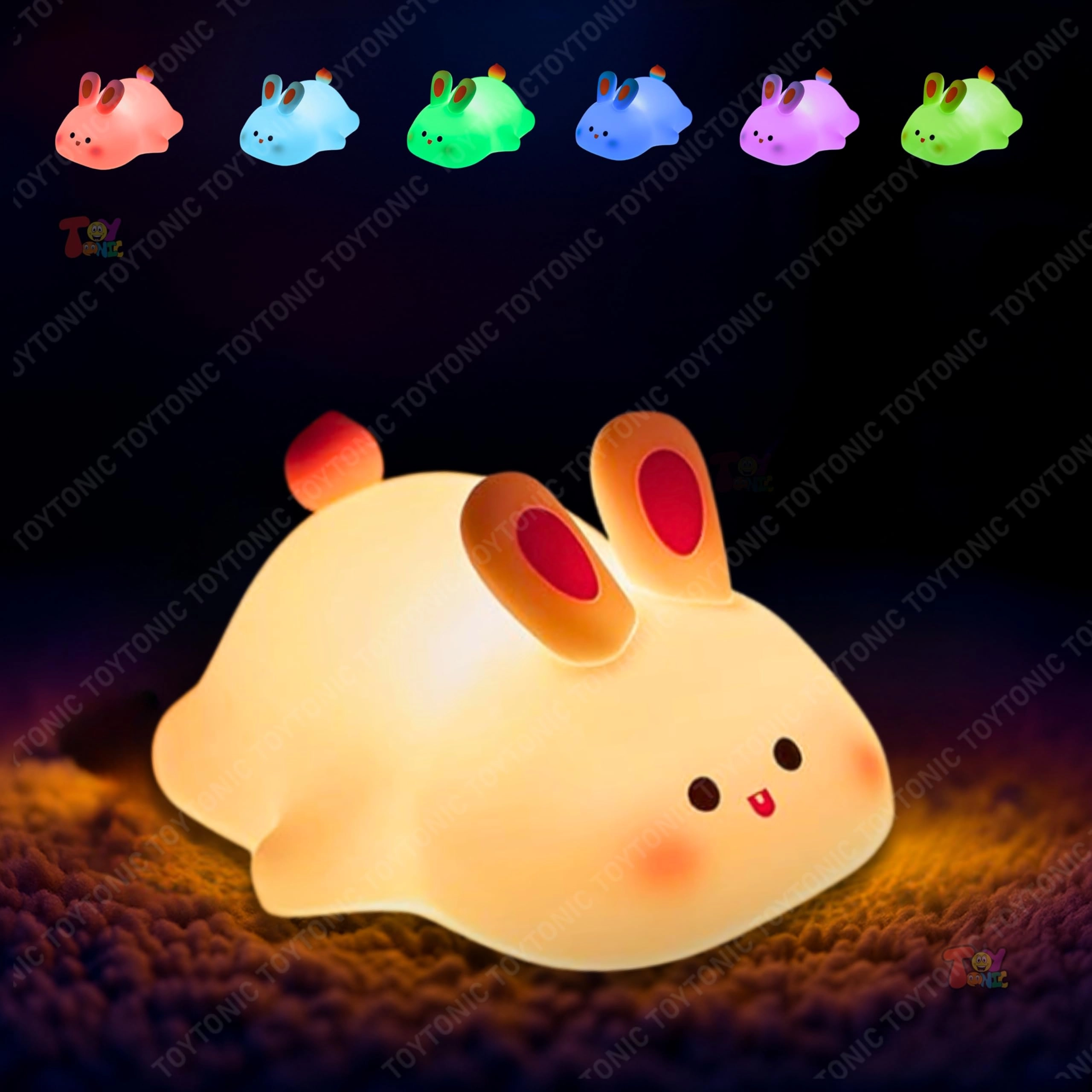 IN, toytonic Big Face Rabbit Night Light - USB-Powered Pink