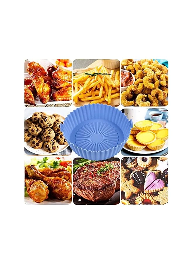 Air Fryer Silicone Pot + Silicone Brush + Reusable Non-Stick Round Air Fryer Basket + Fryer Liner Insulating Pad