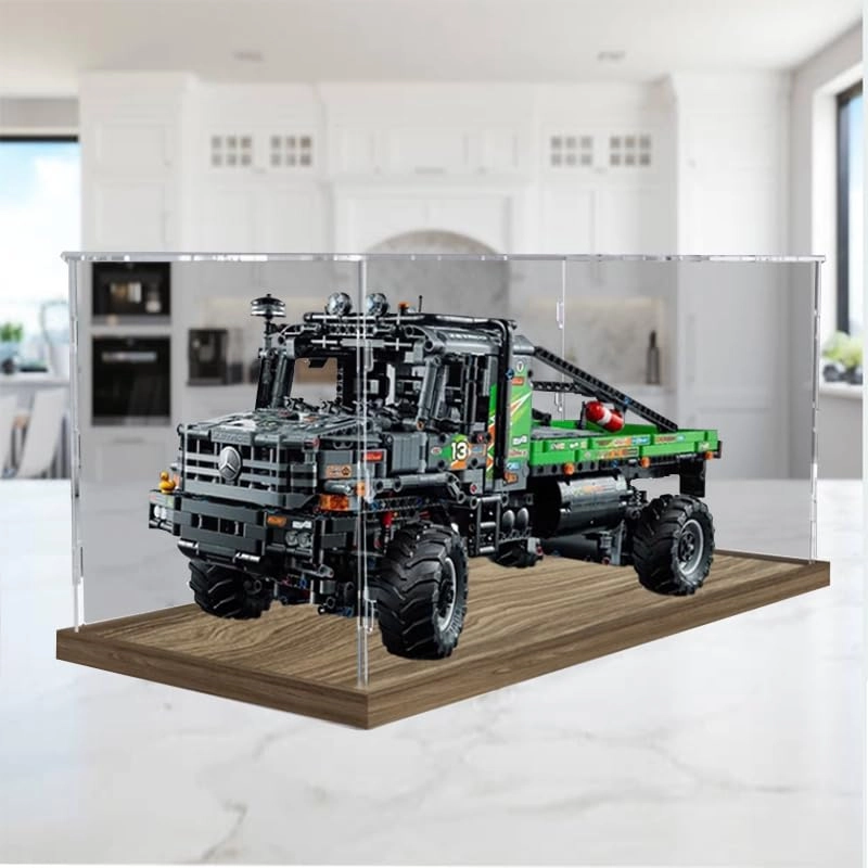 Clear Acrylic Display Case (42129) - 21.65x9.84x9.84in Wood Bottom