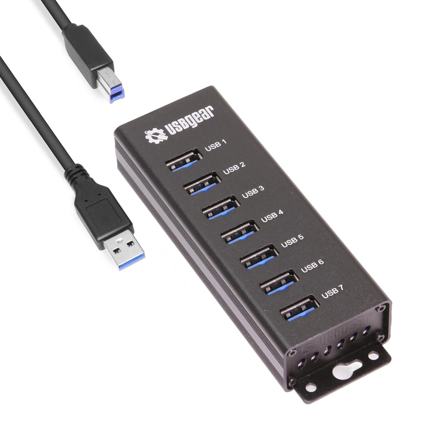 USBGear 7-Port USB 3.0 Mountable Charging and SuperSpeed Data Hub - 5V/4A Power Adapter Up to 900mA per Port Charging