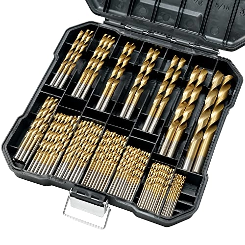 GMTOOLS Drill Bit Set - 99 Pcs Titanium Coated High Speed Steel 1/16"-3/8"