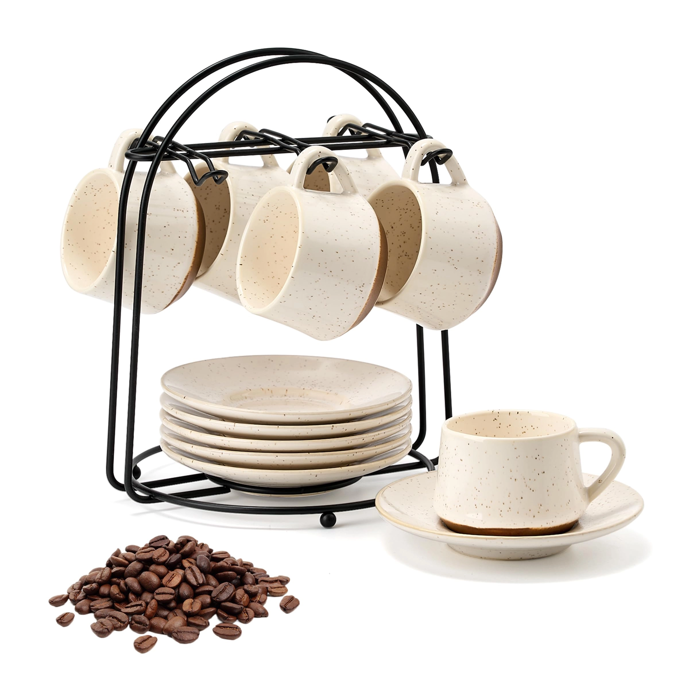 porcer Ceramic Coffee Cup & Saucer - 13 pcs - Irregular Dot - 130 ml