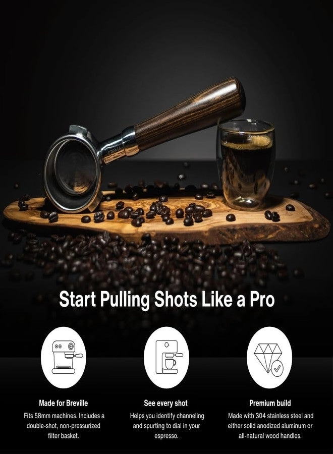 Bottomless Naked Portafilter + Double Shot Filter Basket