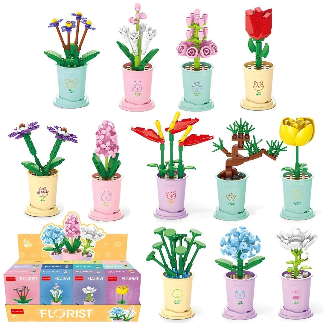 Liberty Imports Mini Flower Botanical Building Block Collection - 12pcs