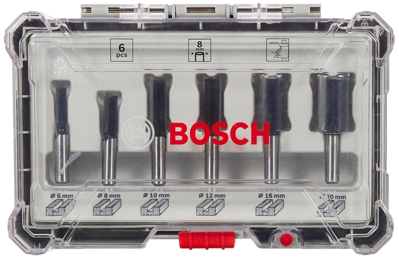 Bosch Router Bit Set - 8 mm 6 Pieces