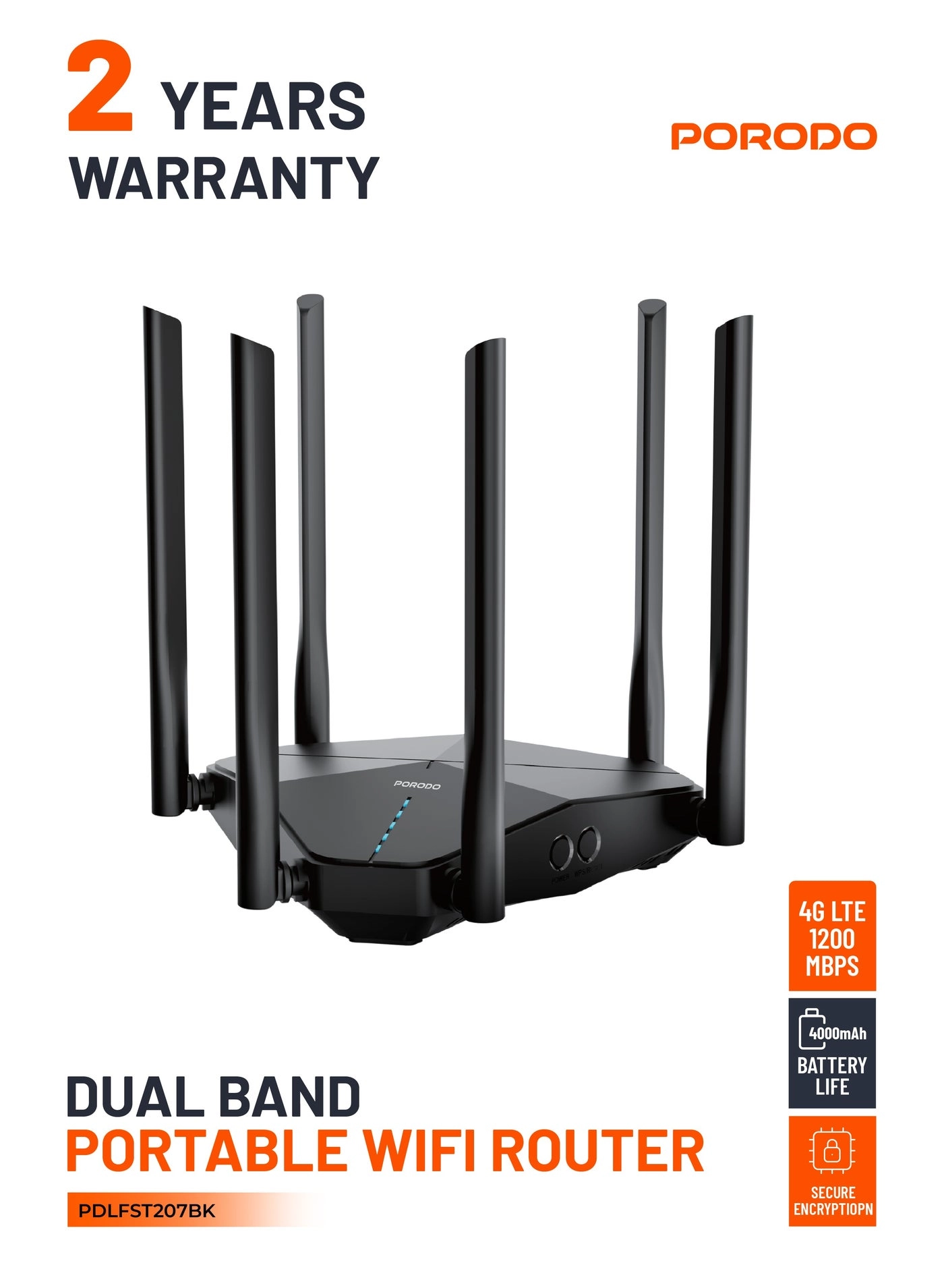 Porodo PDLFST207BK - 1200 Mbps TR5120