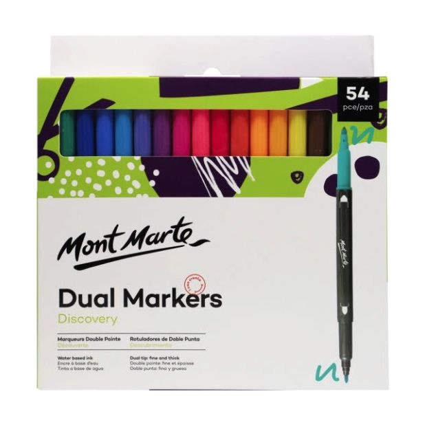 Mont Marte Dual Markers - 54 vibrant colors fine and thick tip