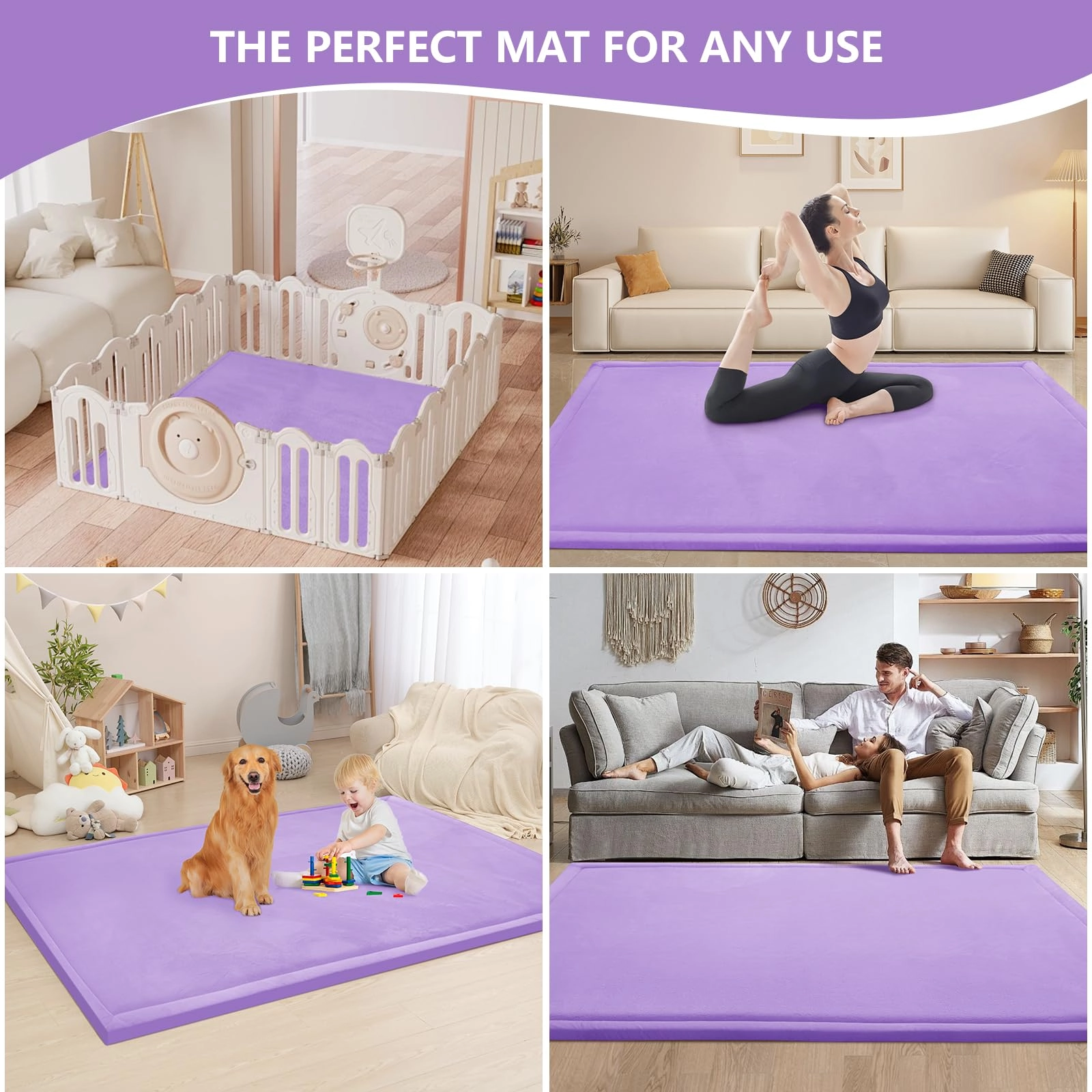 Baby Activity Play Mat - 79"x118" 1.3" Thick Cream