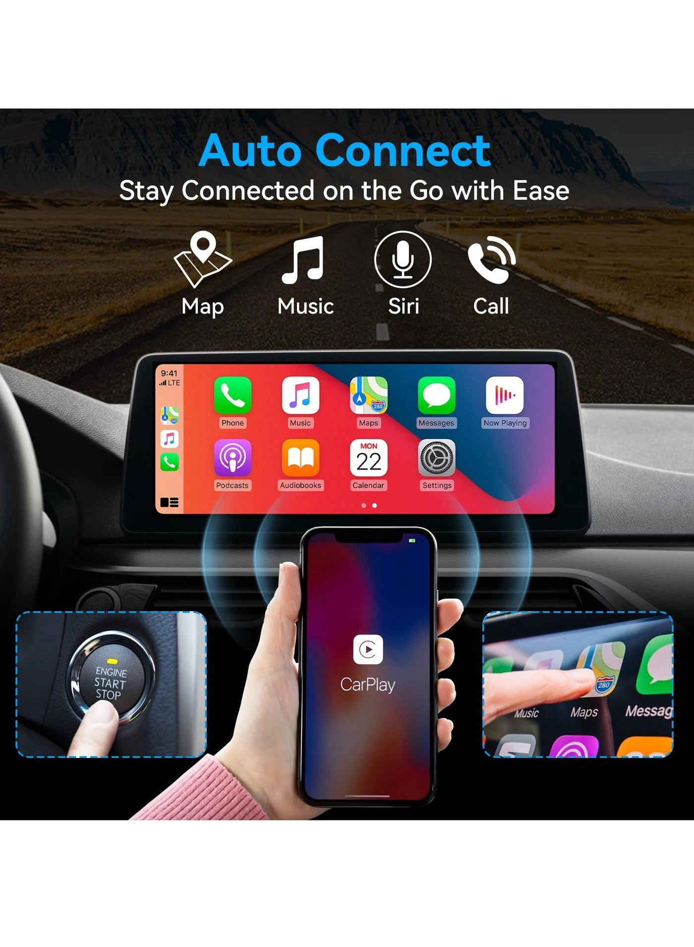 Wireless CarPlay Adapter - Bluetooth WiFi iPhone iOS 10+ 2015+ Cars