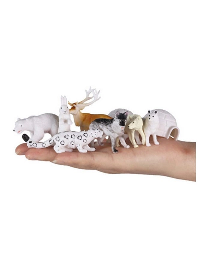 Realistic Polar Animals Figurines - Mini Arctic Animals Tundra Deer & Bear Fox 14 pcs