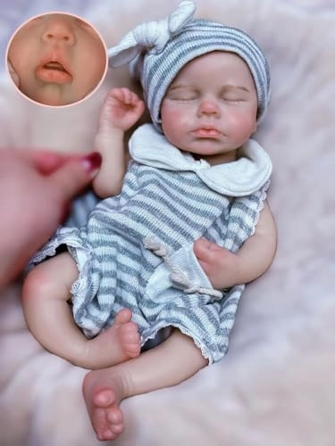 Abenduot Reborn Baby Doll - 13Inch Full Body Silicone Open Mouth