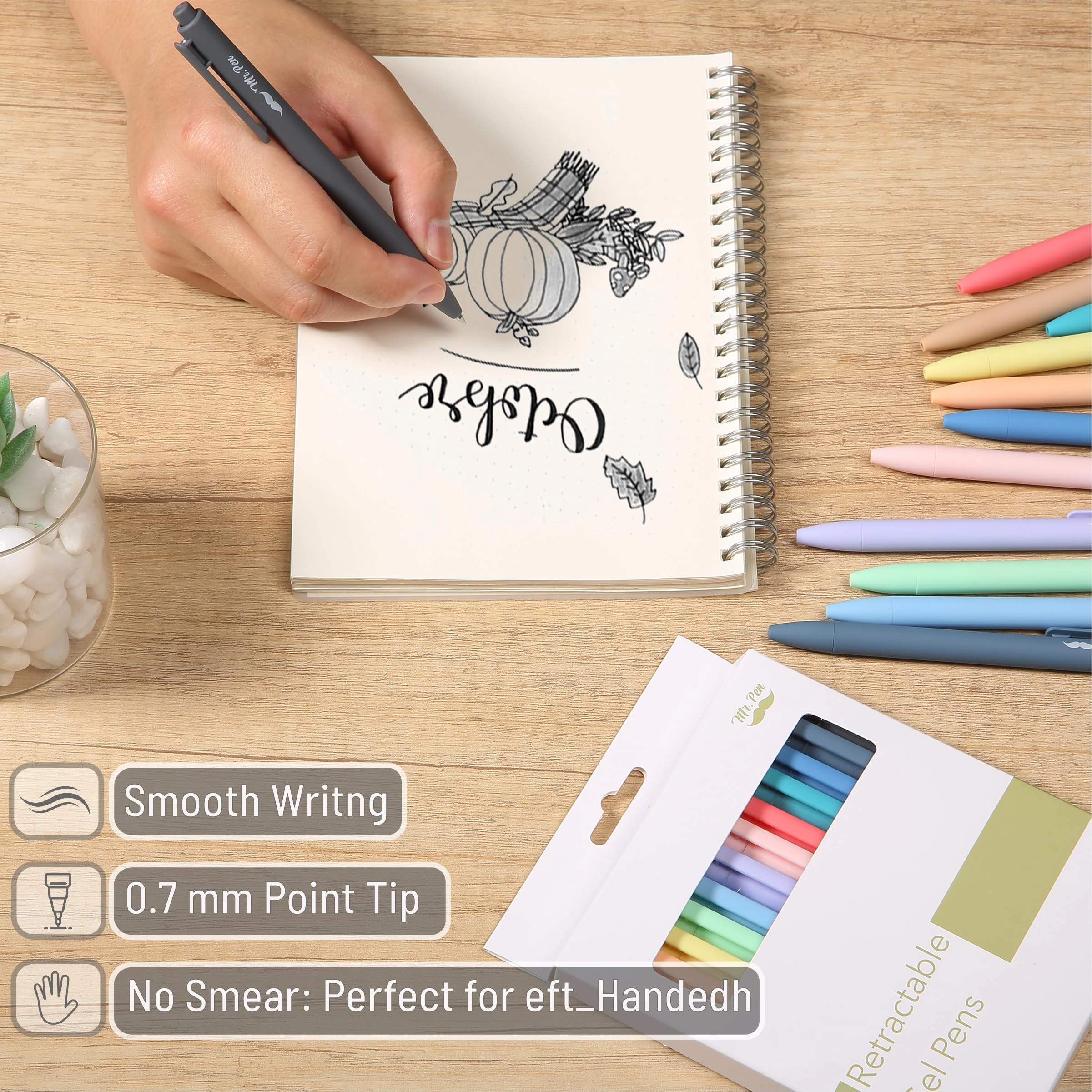 Retractable Gel Pens - 12 Pack 0.7mm