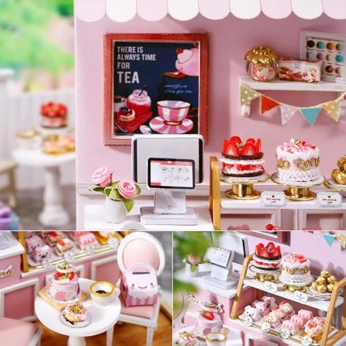 Miniature Wooden Dollhouse Furniture Kit - 3D LED Purple