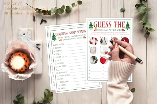 Christmas Word Scramble and Picture Quiz - 30 pieces