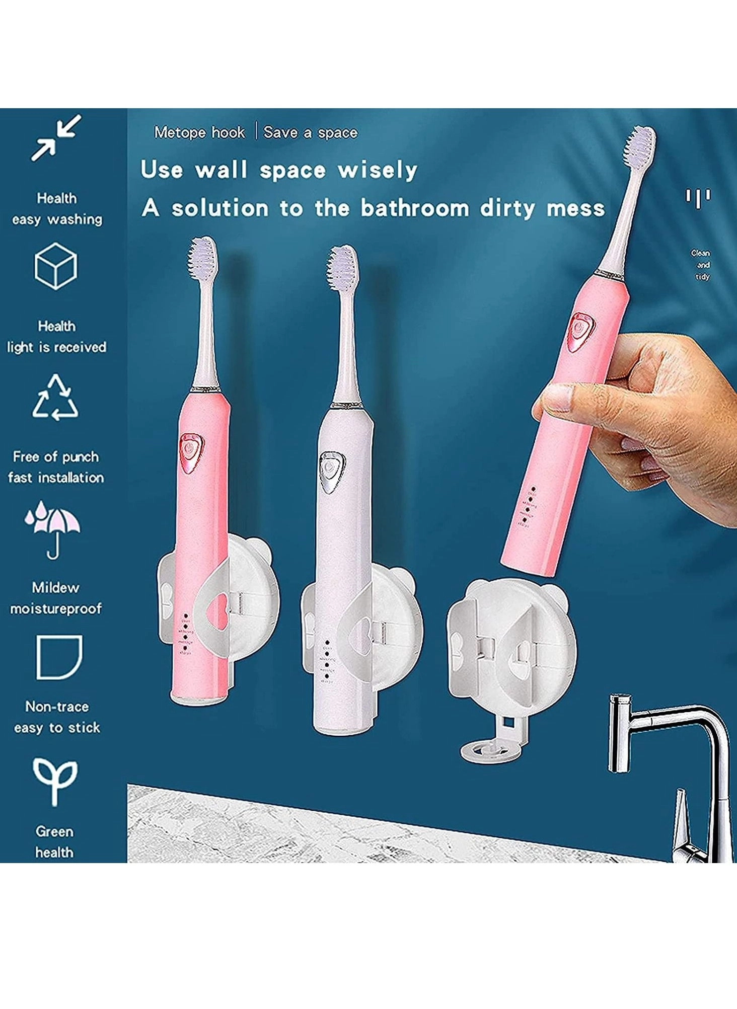 Wall Mount Toothbrush Holder