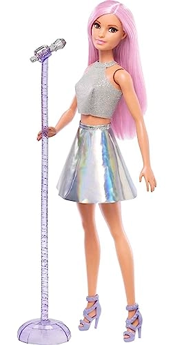 Pop Star Doll - Iridescent Skirt Microphone Pink Hair Ages 3+