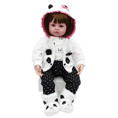 Rebirth Baby Doll - 48cm/58cm Silicone Limbs Cloth Body Panda Clothes Gift Set
