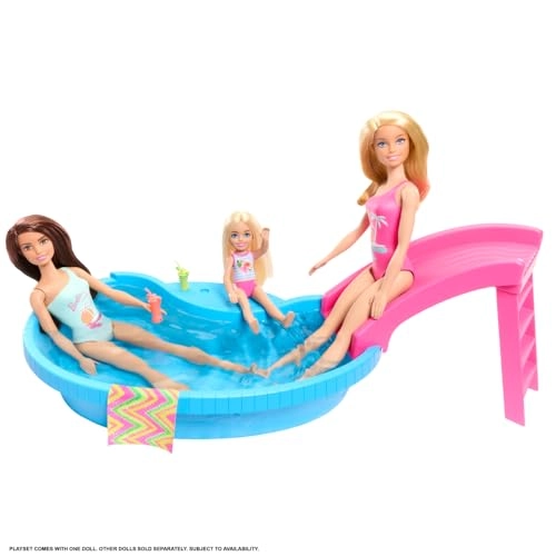 Barbie Doll and Pool Playset - Blonde Pink Swimsuit Ages 3+