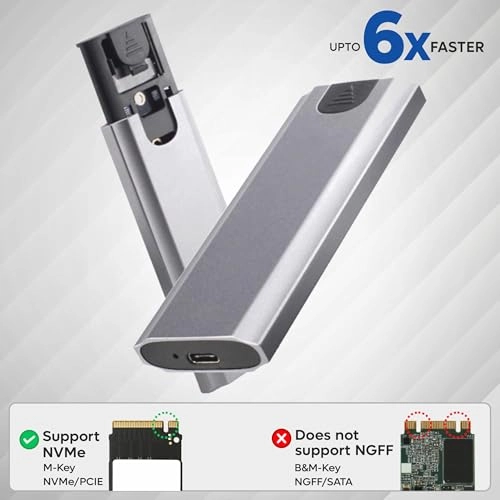 NVMe M.2 SSD Enclosure - USB 3.1 Gen 2 10Gbps Supports 2230/2242/2260/2280 Up to 4TB